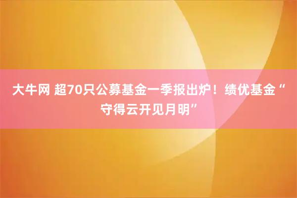 大牛网 超70只公募基金一季报出炉！绩优基金“守得云开见月明”